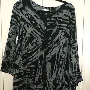 Black and grey long batik tunic. S Blue Sky Clothing